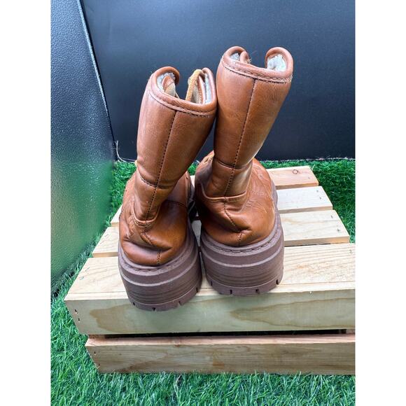 Rock & Candy- Brown Leather- Combat Boots- Size 7.5W - Picture 7 of 10